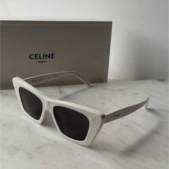 CNEW Celine CL40187I White 3 Dots Cat Eye Sunglasses - Picture 1 of 5